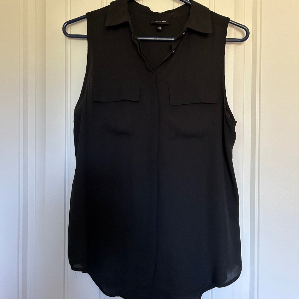 Who What Wear Tank Top Blouse Black Womens XS